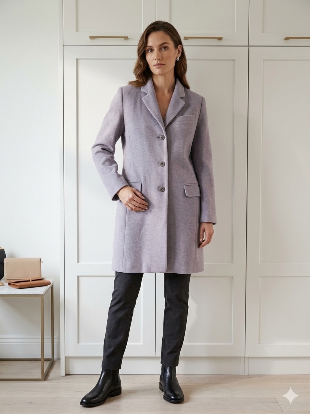 Daniel Hechter Tailored Long Trench Coat in Light Lavender